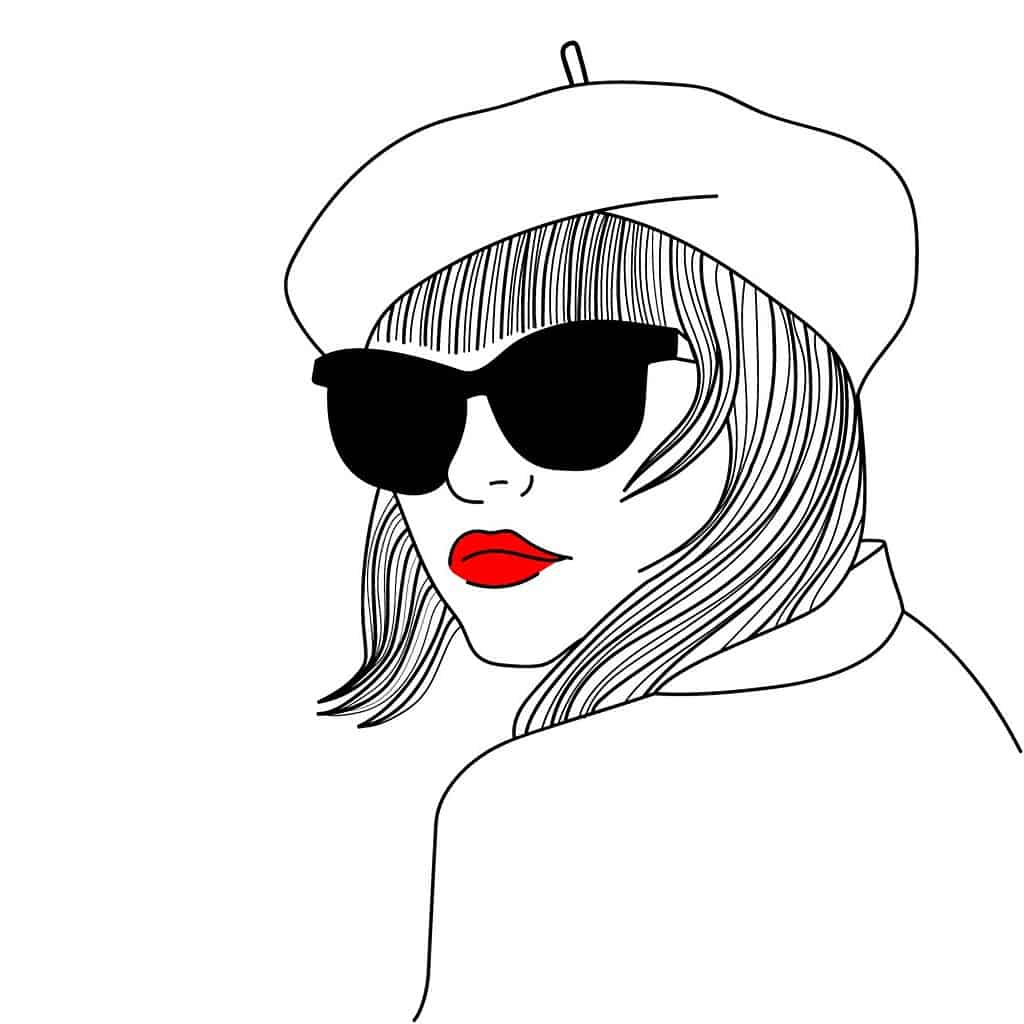 French woman in a beret wearing shades with red lipstick ready for some French conversation practice